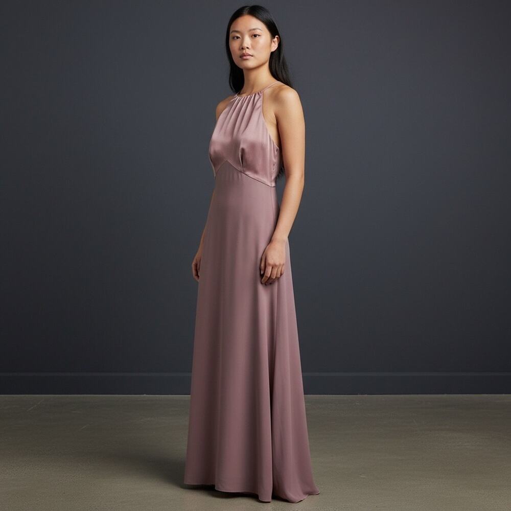 Vintage 2000s Jordan 2 Tone Pink Column Satin Maxi Dress Size 10